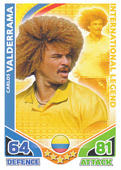 Carlos Valderrama Colombia 2010 World Cup Match Attax International Legends #IL